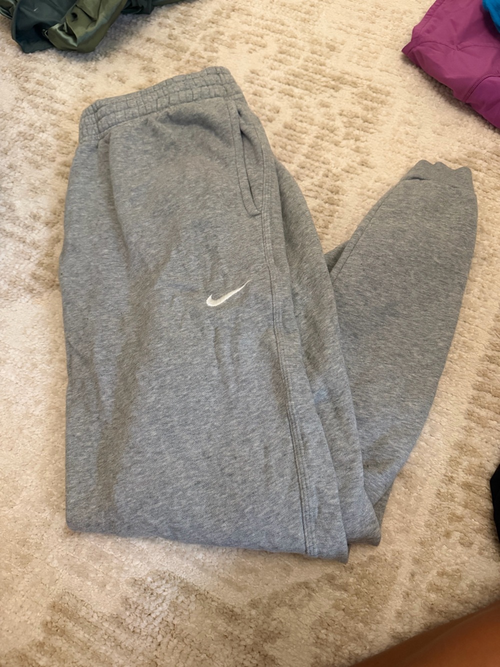 Nike Kids Gray Sweatpants with White Swoosh